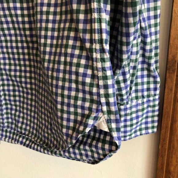 J. CREW Holiday 13 Check Cotton Button Down Shirt Blue Green Medium - Picture 11 of 15